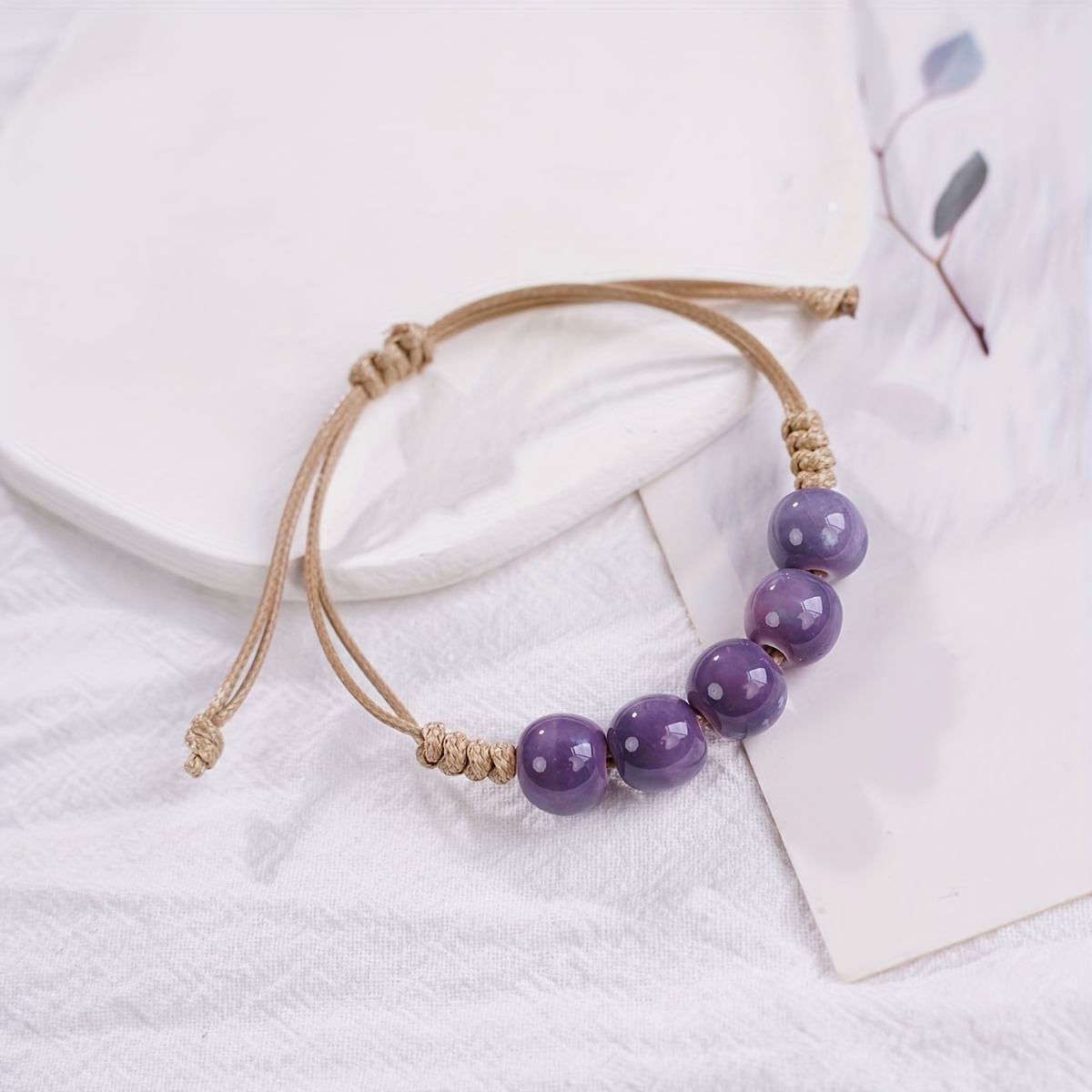 Chinese Ladies' Ceramic Bracelet - Ethnic Hand Woven Adjustable Length